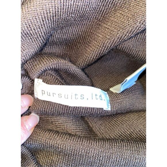 Pursuits Ltd. Merino Wool Sweater with Rabbit Fur AccentsBrown Sz XL Holiday Par - Picture 9 of 11